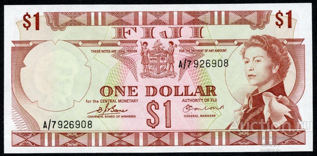 Фиджи 1 доллар 1974 P-71a unc состояние!!