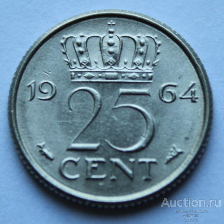 Нидерланды 25 центов .1964 г .