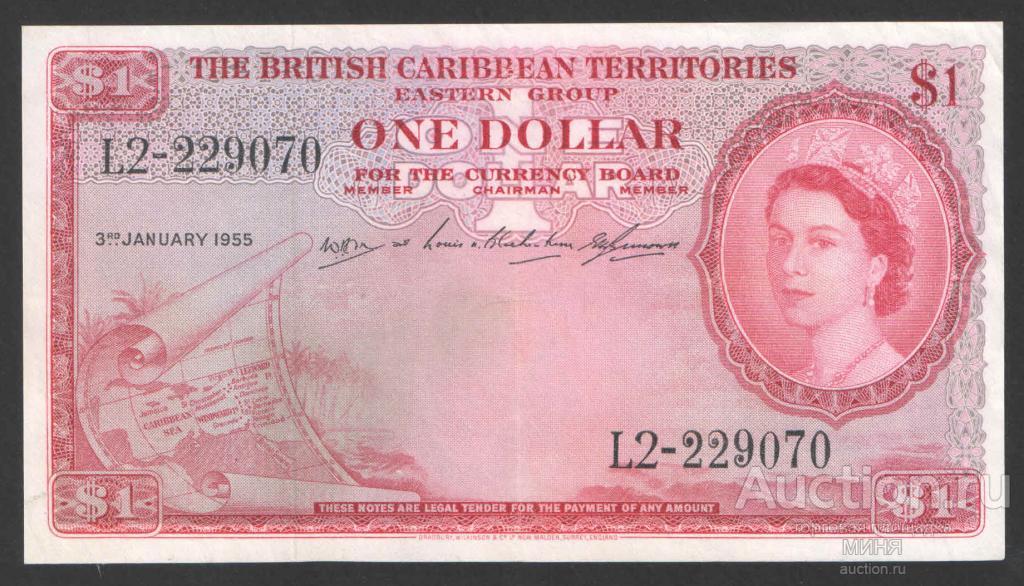 Британские Карибские территории 1 доллар 1955 г редкая! Состояние на фото.