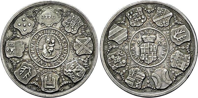 Германия Шпайер-Бистум Седисваканц 1 1/2 Талера 1770 год RRR