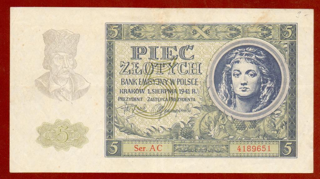 Польша 1941 г. 5 злотых