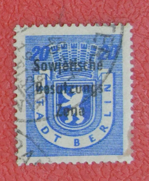 Германия Советская зона оккупации 1948 год Надпечатки № 210 гаш