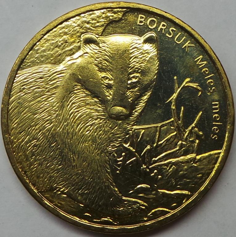 Польша 2 злотых 2011 года Европейский барсук Y#762