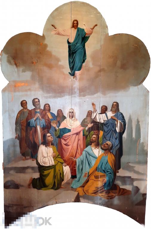 Антикварная Храмовая Икона Вознесение Господне 19 век