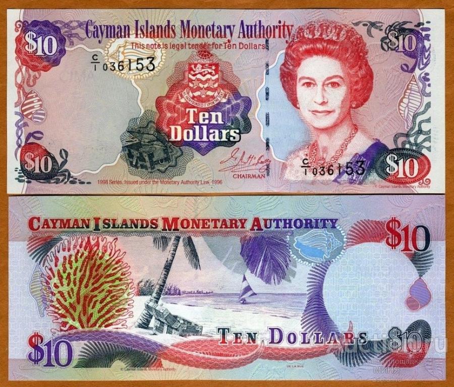 Каймановы острова 10 долларов P-23.1998 г UNC