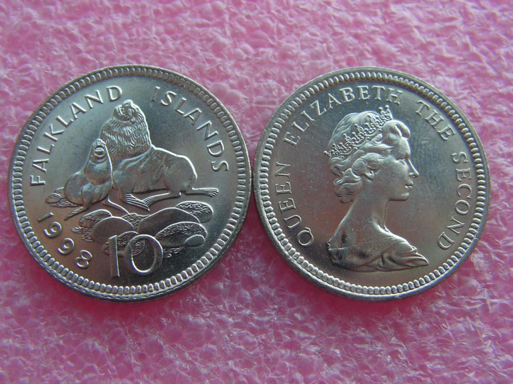 Фолклендские 10 пенсов 1998 unc