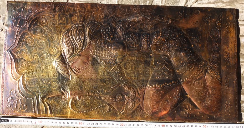 настенное панно Царица Восточная, чеканка по меди, ссср