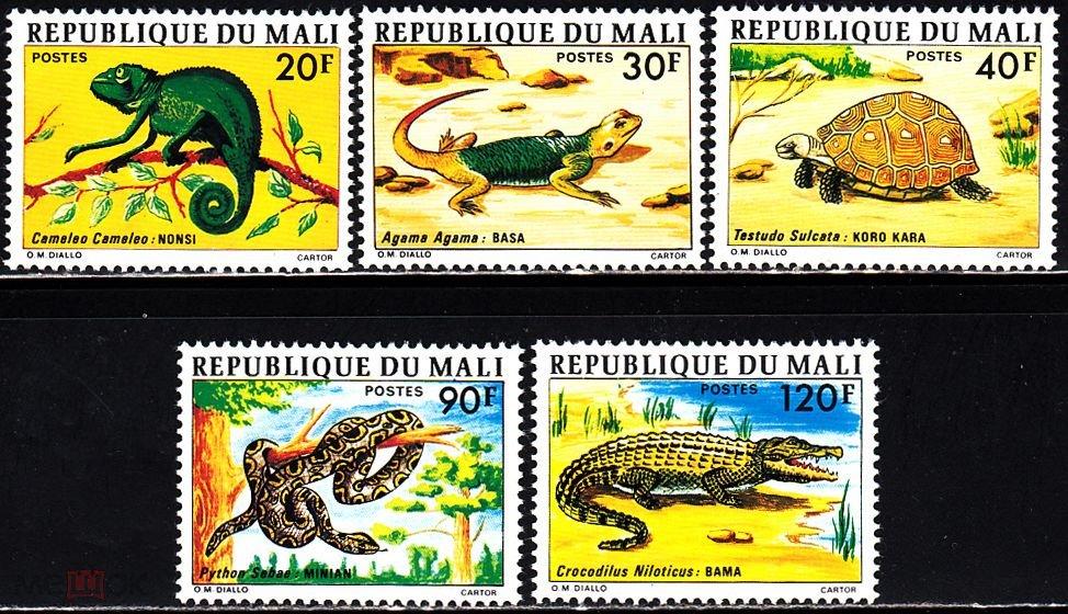 Мали,1976,Ми-523-7**Фауна:рептилии