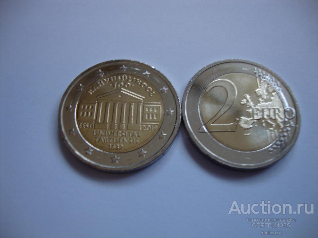 Эстония 2 евро 2019 Тартуский университет 100 лет БИМЕТАЛЛ