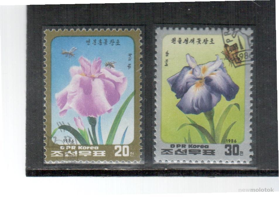 КНДР, 1986 г. Флора, цветы, 2 марки, гаш