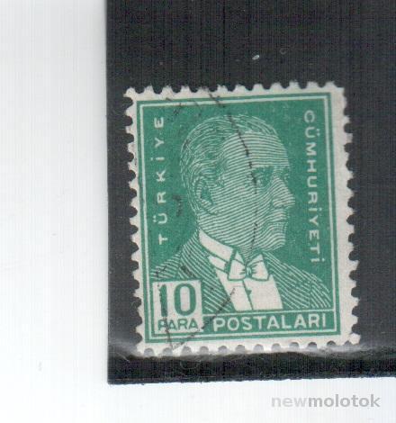 Турция, 1931-1940 гг. стандарт, Ататюрк, 10 куруш, зеленая, гаш 