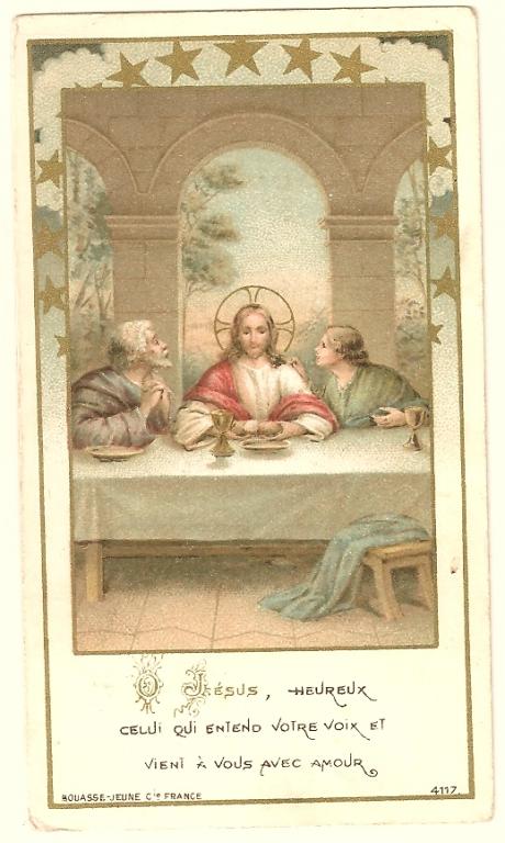 Старинная святая открытка или молитвенная карточка - Торжественное причастие Франция 1936 г. религия