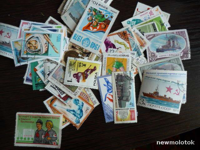 Почтовые марки разные .100 штук