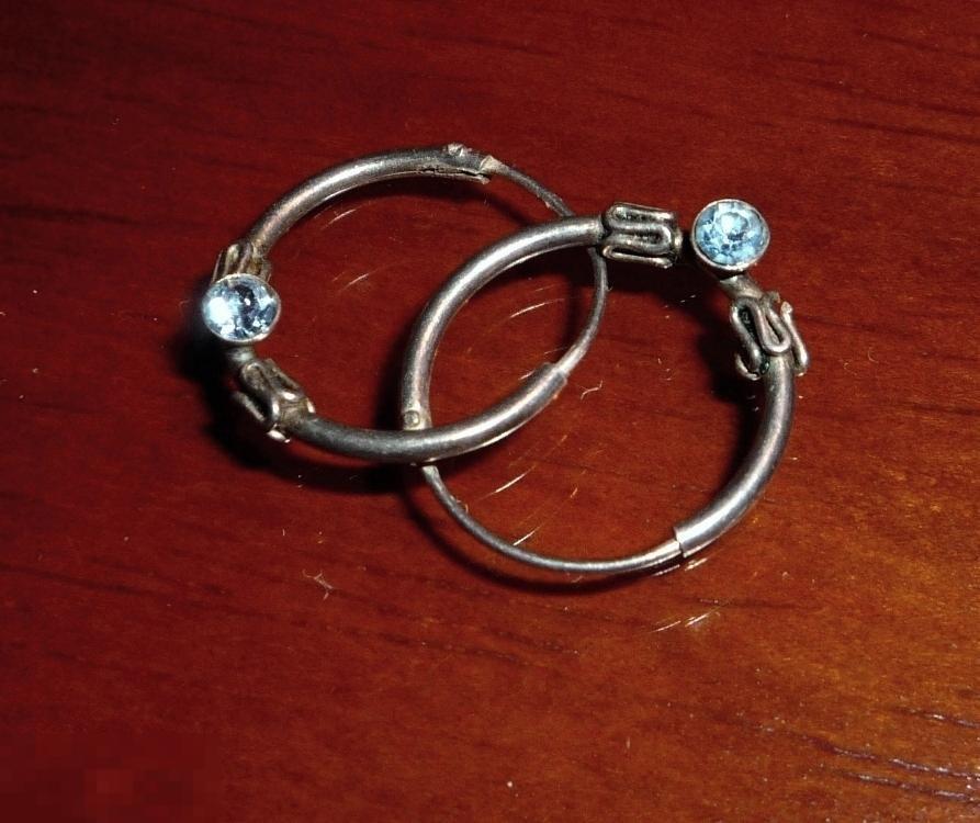 серьги кольца с камнями. мельхиор.