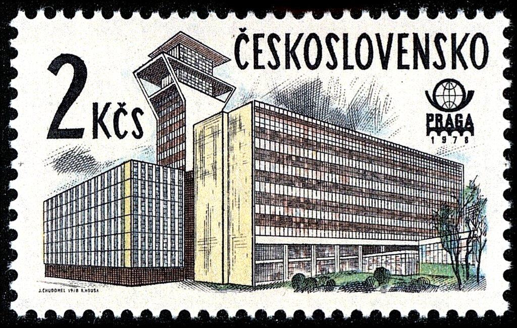 Марка Ceskoslovensko 1978. Марка KCS 1 Чехословакия. Филателистическая выставка Прага 1978. Архитектура Чехословакии книга.