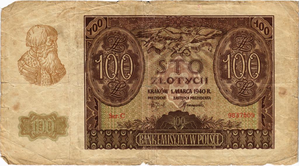 100 злотых 1940г., Польша