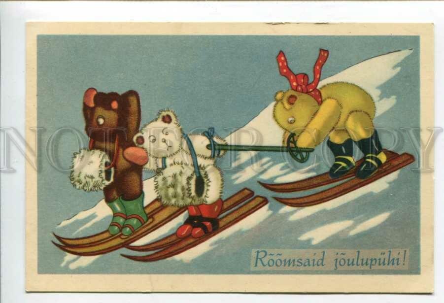 Медведь на лыжах рисунок