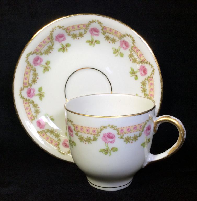 ЛИМОЖ КОФЕЙНАЯ ПАРА ФАРФОР WILLIAM GUERIN LIMOGES 1910г (1)