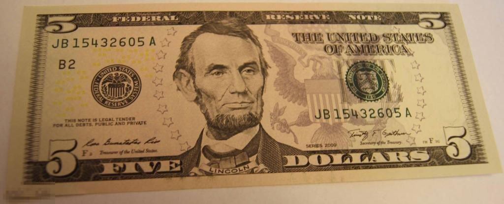 2009 долларов в рублях. 5 Долларов. 5 Долларов США. 5 Долларов бумажные. Пять долларов банкнота.