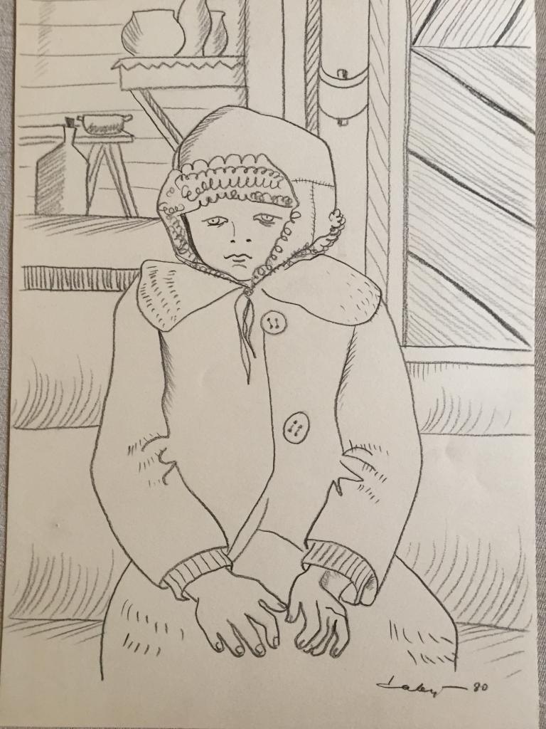 Савосин В.И. (1938-2014)  "Рисунок из серии "Бабушка и внуки" (1980)
