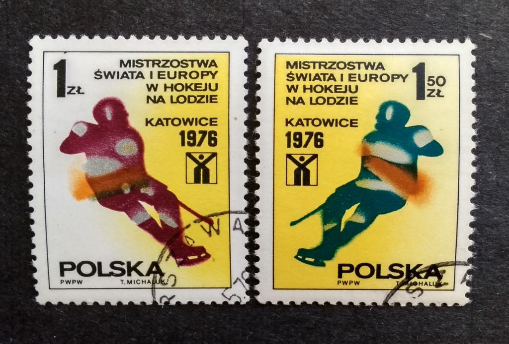 Польша ОИ 1976 ЧМ по хоккею 2м Мих 2439, 2440 гаш