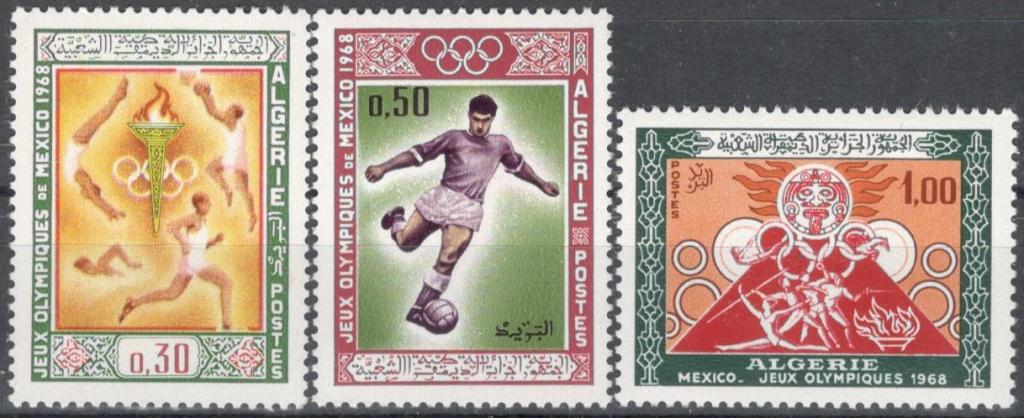 Алжир, 1968, № 506-508, € 4, MNH, полн.,спорт, олимпиада, Мексика.68