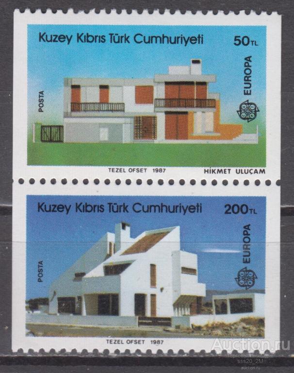 Турецкий Кипр 1987 современные жилые дома Mi205С,206С MNH пара