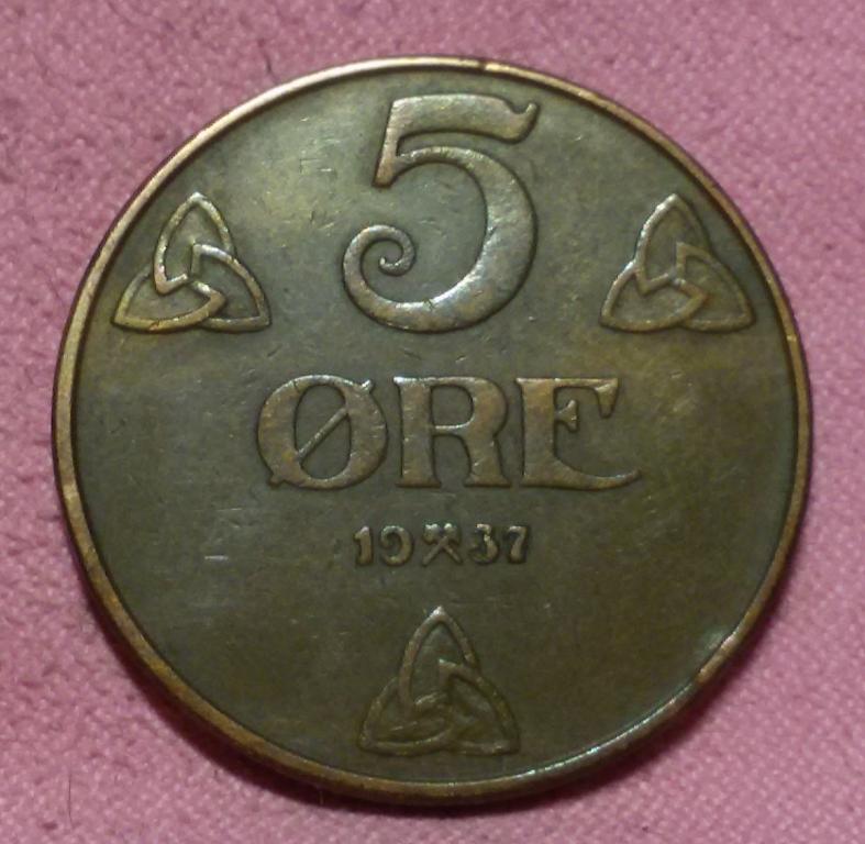 5 эре 1937 Норвегия