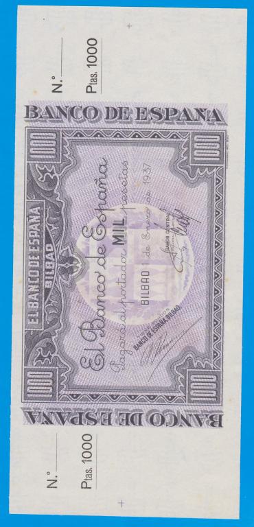 Испания 1937 г. Бильбао 1000 песет.Состояние! РЕДКОСТЬ