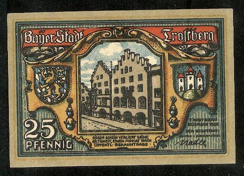 Нотгельд, Trostberg 25 пфеннигов Гр/Мель № 1348.3