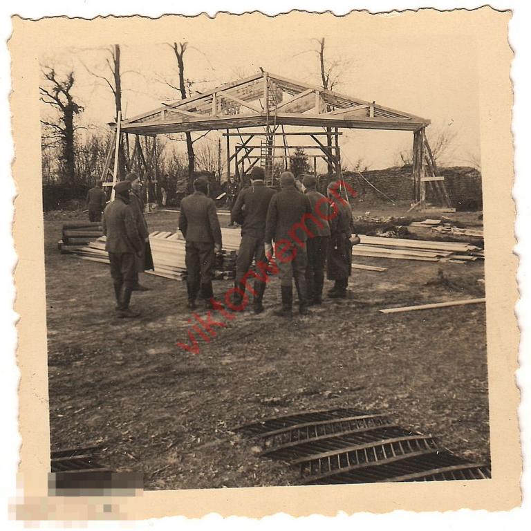 ВОВ фото фотография 6х6см Оригинал Немецкий солдат Стройка здания Рейх (4982) 