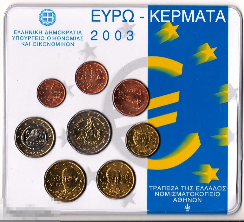 Набор Евро из 8 монет 2003 год. UNC. Греция (3409) 