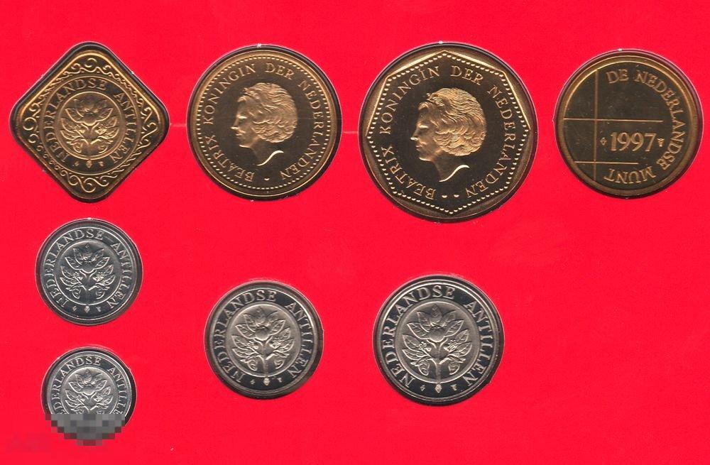 набор 7 монет + жетон 1997 года. UNC. Антильские острова. Антиллы. (2156) 