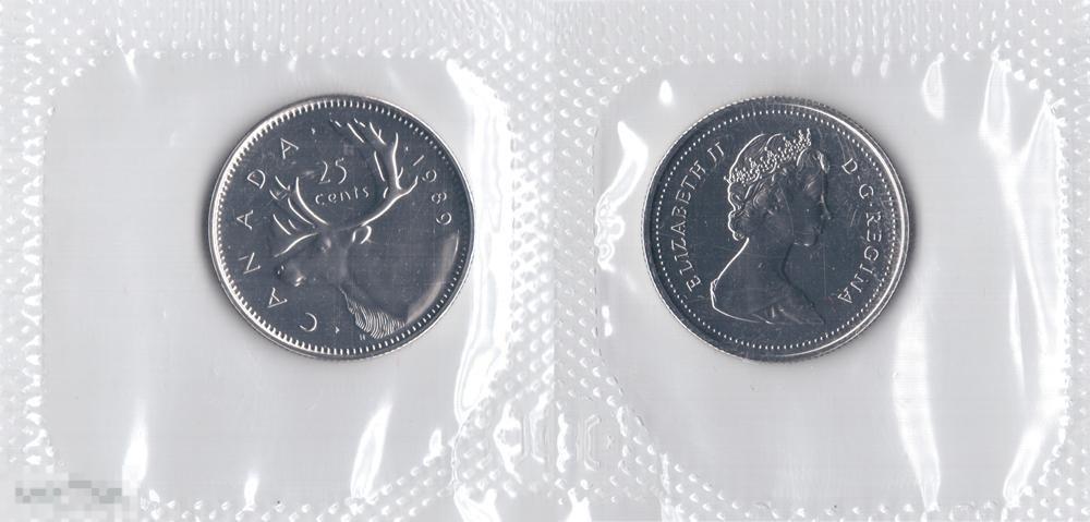 25 центов 1989 года Набор. UNC. Запайка Канада 1896 