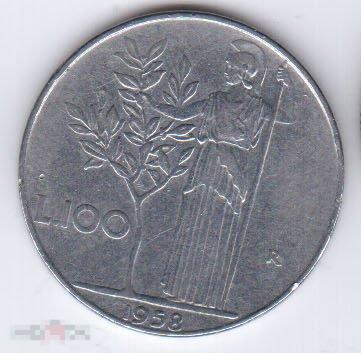 100 лир 1958 года. Италия. 3060 