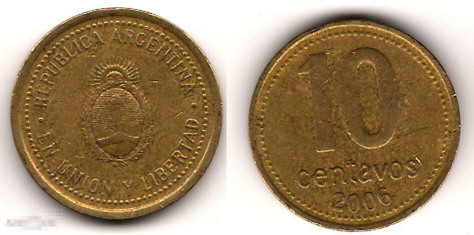 10 сентаво (центавос) 2006 года. Руки. Аргентина. (4018) 