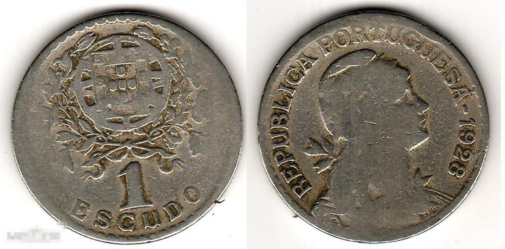 1 эскудо 1928 года. Португалия. 1832 