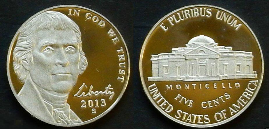 5 центов Никель 2013 год 'S' Пруф Набор proof Матовая США (3199) 