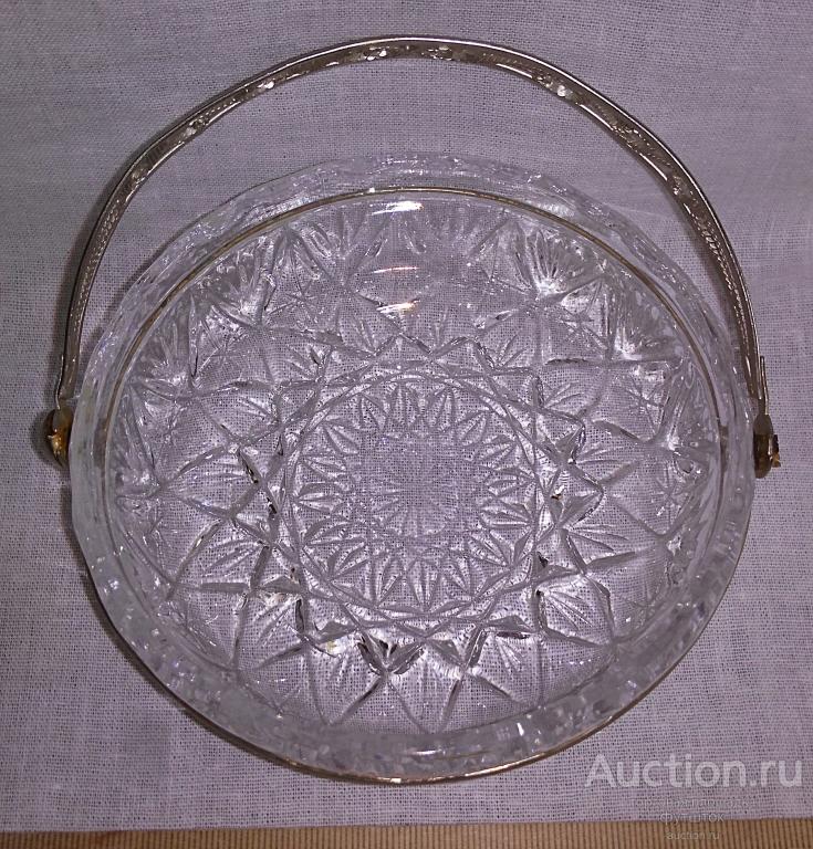 Конфетница Сахарница Хрусталь Скань СССР //20.9.45//