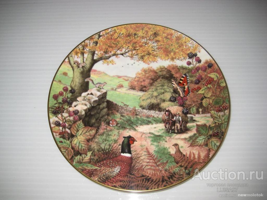Тарелка настенная. Фарфор.Природа.Пейзаж.Птички.Franklin mint