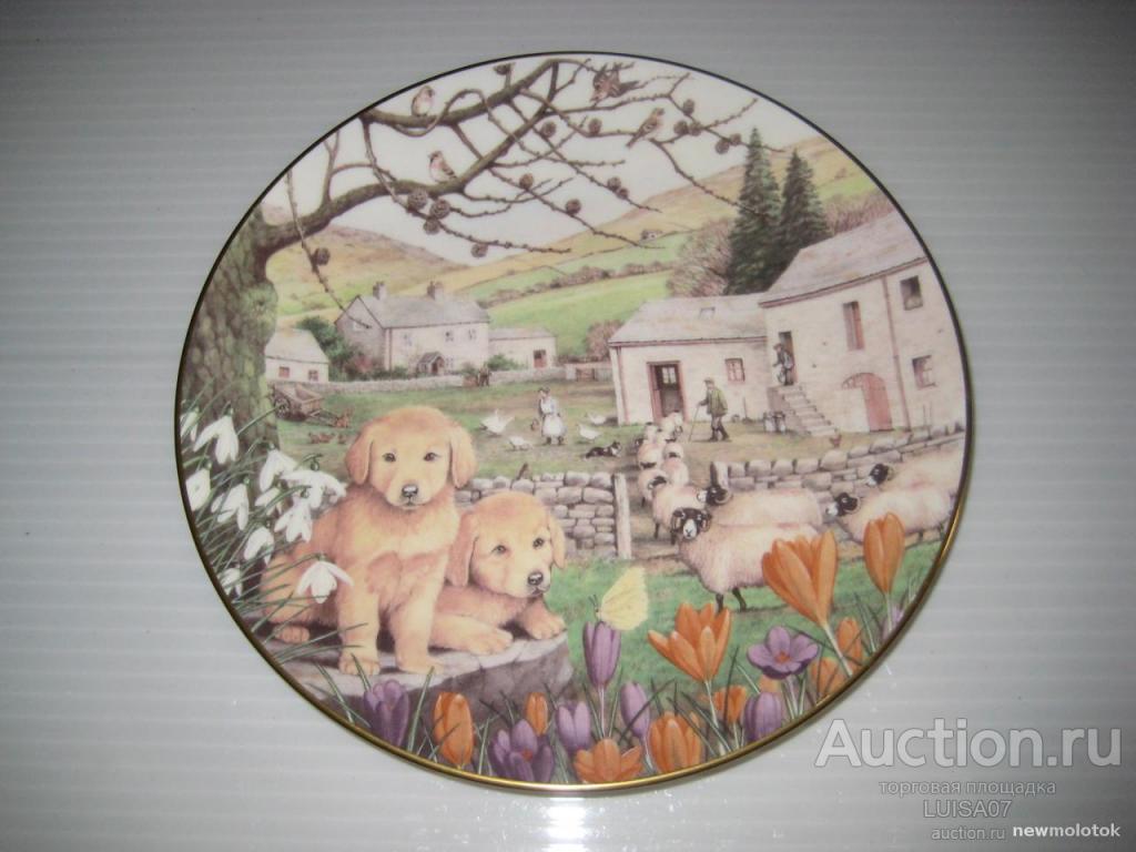 Тарелка настенная. Фарфор.Природа.Пейзаж.Птички.Franklin mint