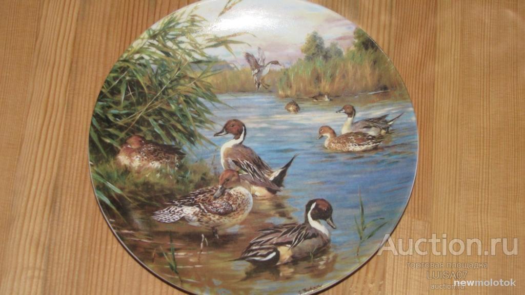 Тарелка настенная фарфор.Птица. Птичка.Утка. Утки.