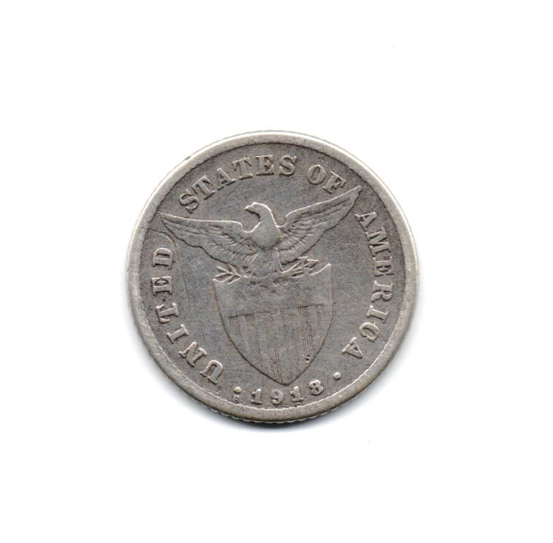 ФИЛЛИПИНЫ 20 СЕНТАВО 1913г. СЕРЕБРО. НЕ ЧАСТАЯ МОНЕТА.ОРИГИНАЛ.