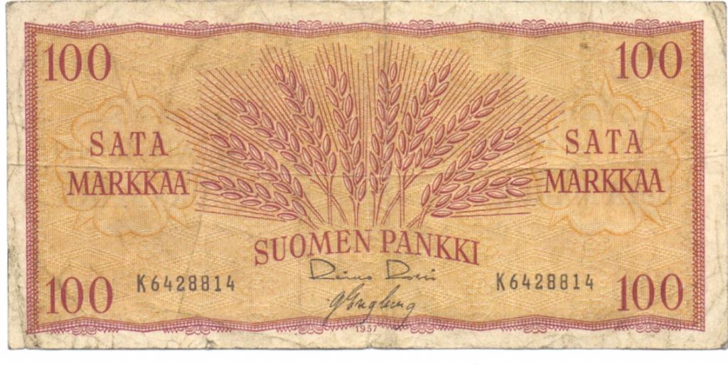 100 марок 1957 K6428814 Финляндия