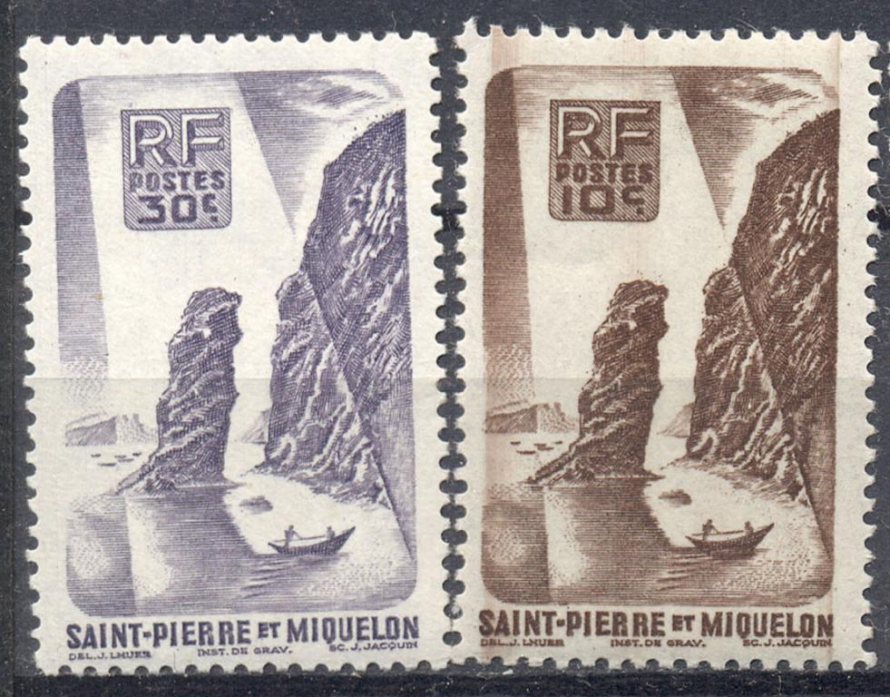 Сент Пьер и Микелон 1947 г. стандарт   негашеная** пара начало серии
