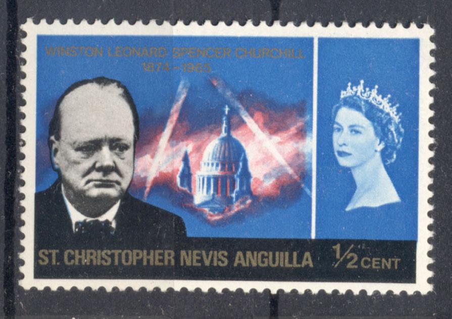 Сент Кристофер Невис и Ангилья 1965 г. Черчилль спецвыпуск негашен* (клей, след наклейки)