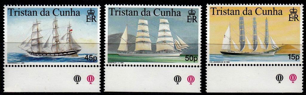 1998 г Тристан да Кунья корабли парусники MNH чист