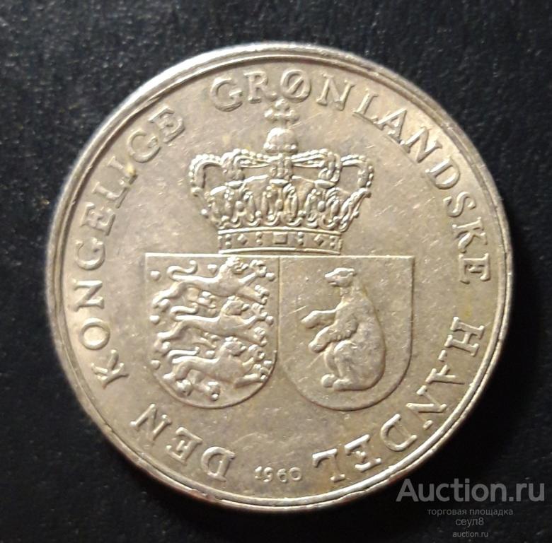 KM#10а  Гренландия, 1 крона 1960 года.
