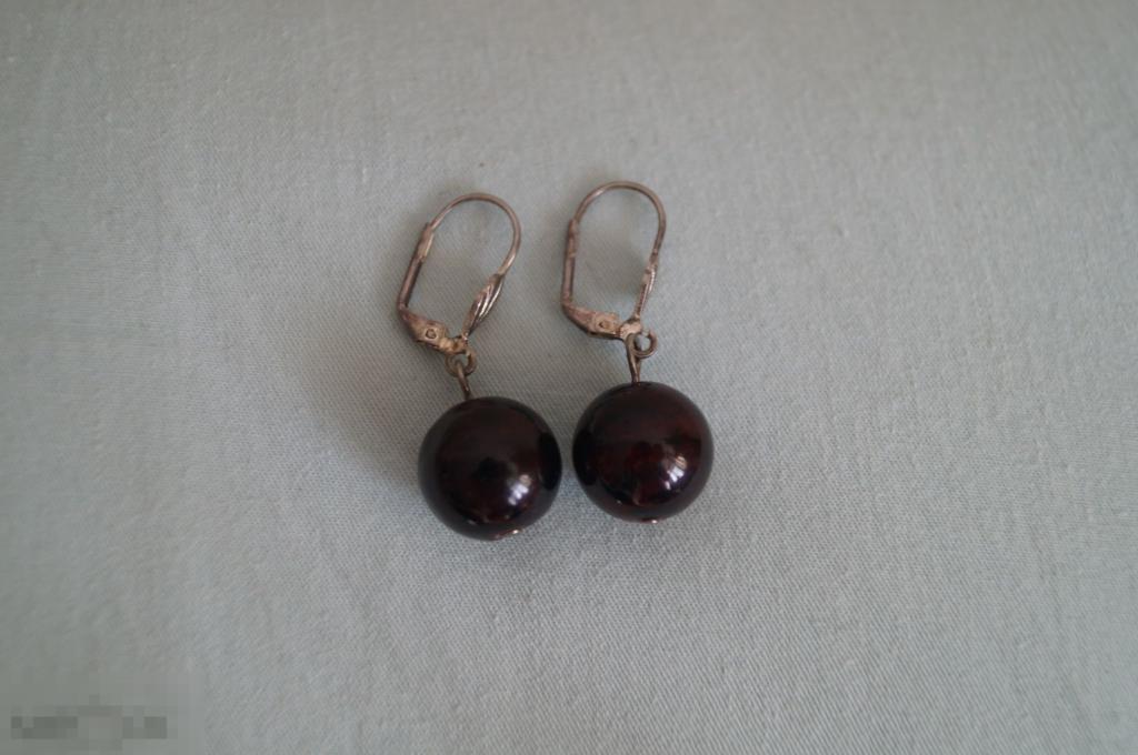 Серьги крупные (имитация чёрного жемчуга) 