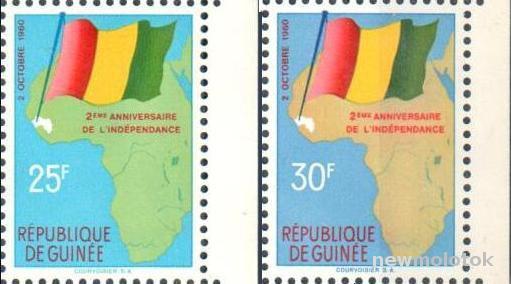 Гвинея. 1960 г. Карта Африки. MNH